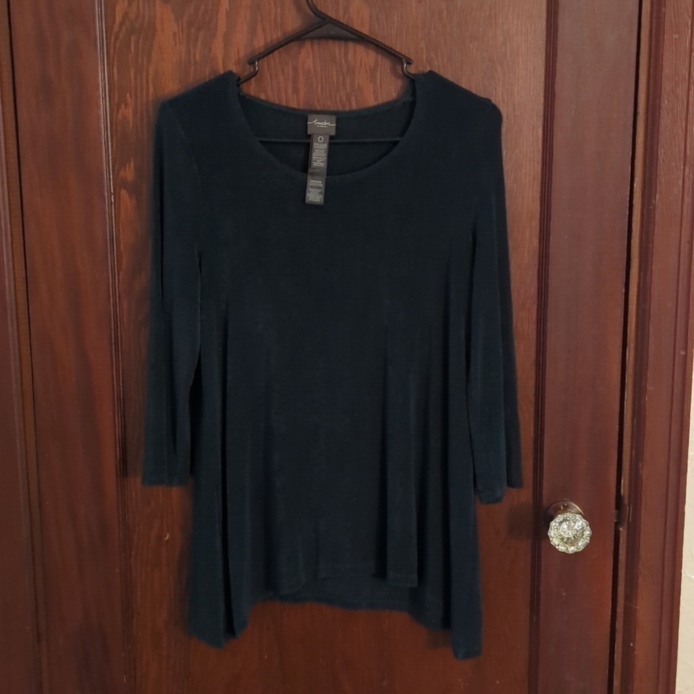 Chico's Travelers Deep Green Acetate Spandex Blouse Size Small
